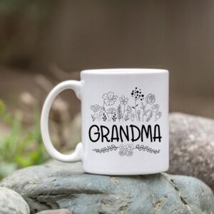 Grandma Floral White Ceramic Coffee Mug